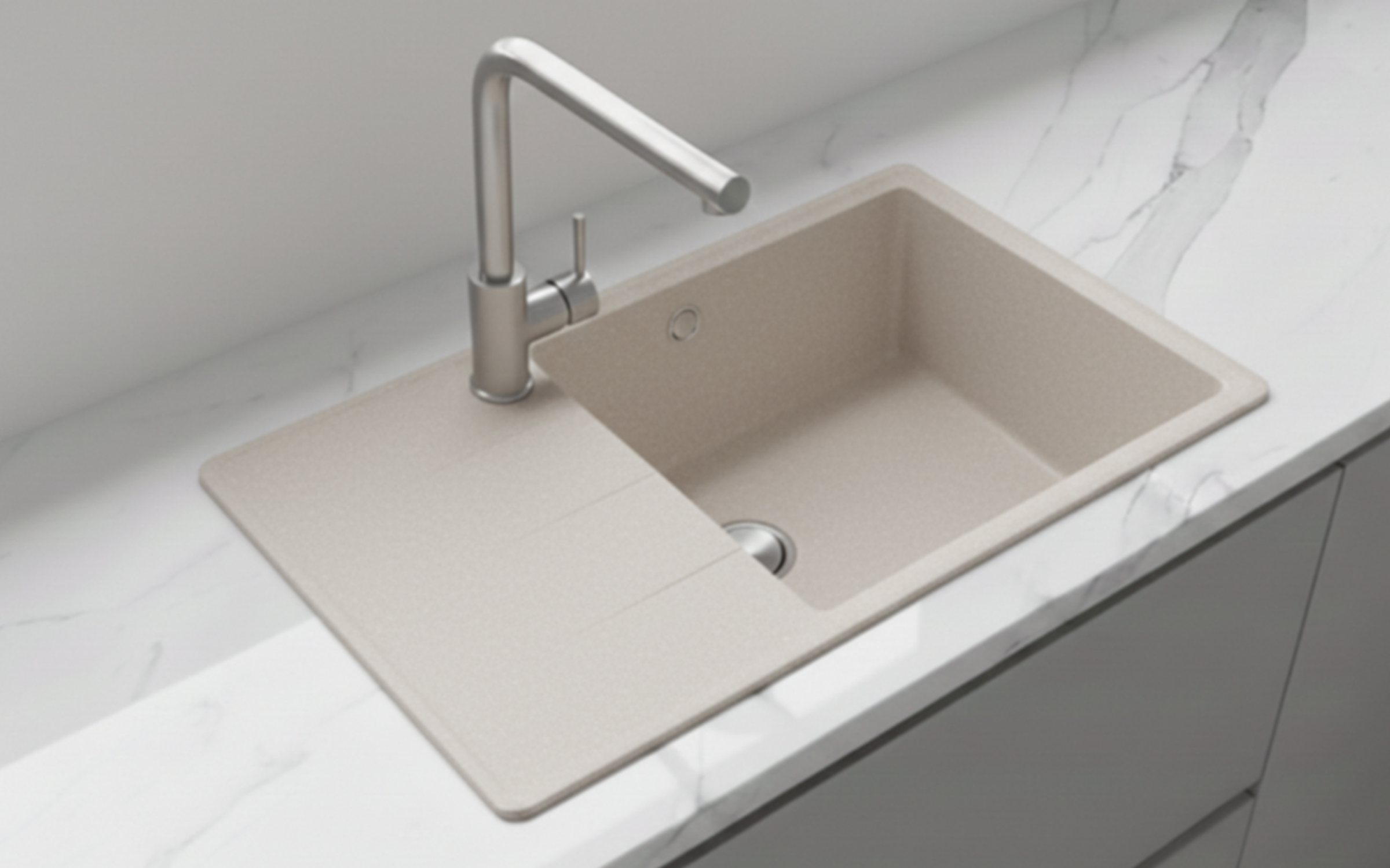 Sink with mixer tap Delux-L, beige  2